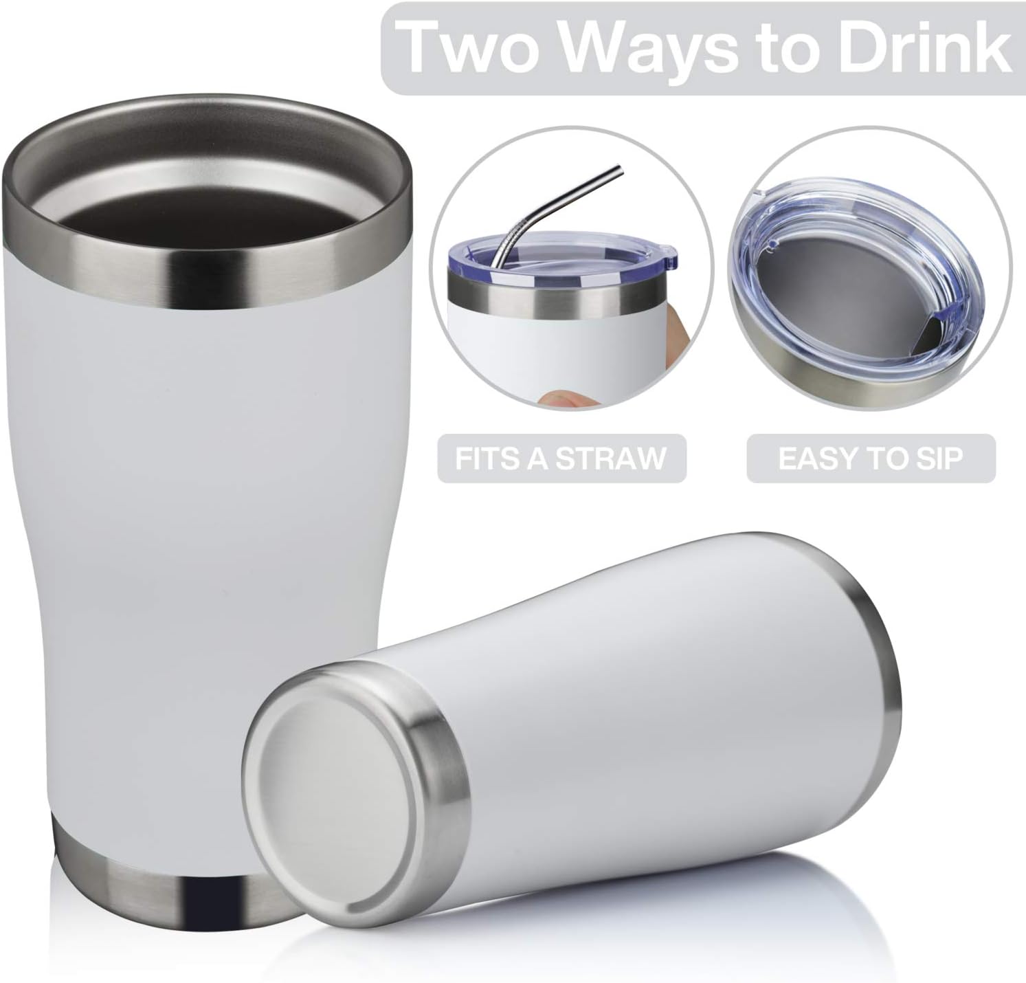 Hot Deals MEWAY 20oz Stainless Steel Tumblers 12 Pack Bulk, Vacuum Insulated Coffee Cup with Lid,Double Wall Powder Coated Travel Mug Gift,Thermal Cups Keep Drinks Cold & Hot(White,Set of 12)