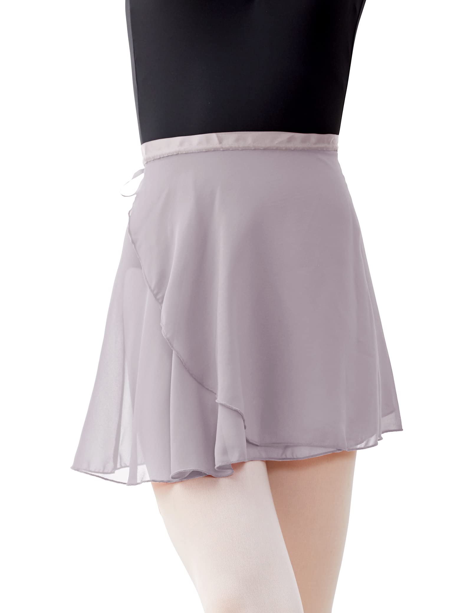 Phoeswan Dance Skirts for Girls (S/L) & Women (XL), Ballet Chiffon Wrap Skirt with Ties, Grayish Purple, XL