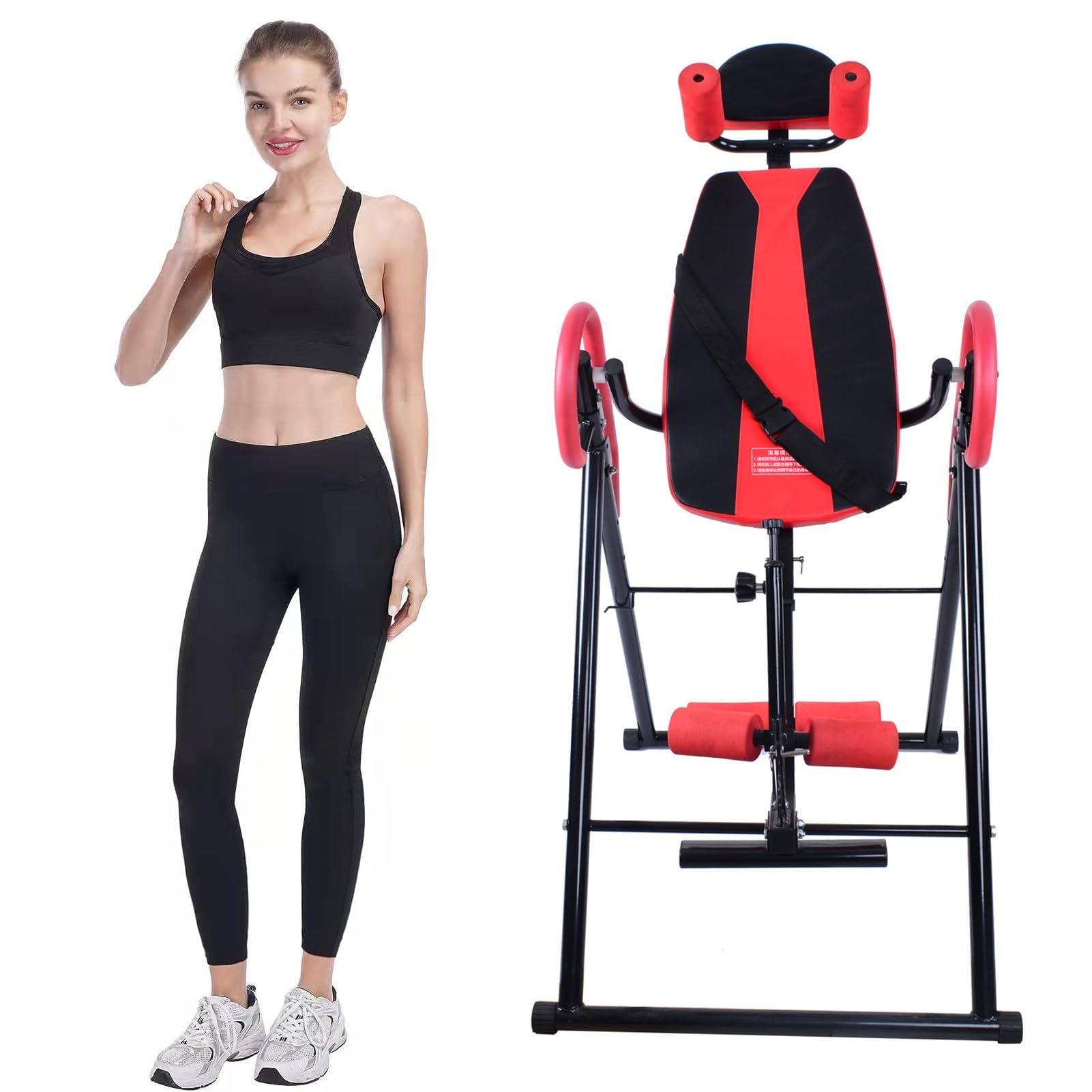Adjustable Protective Belt Inversion Table, with Patented Acupressure Back Massage Lumbar Pad, for Back Pain Relief