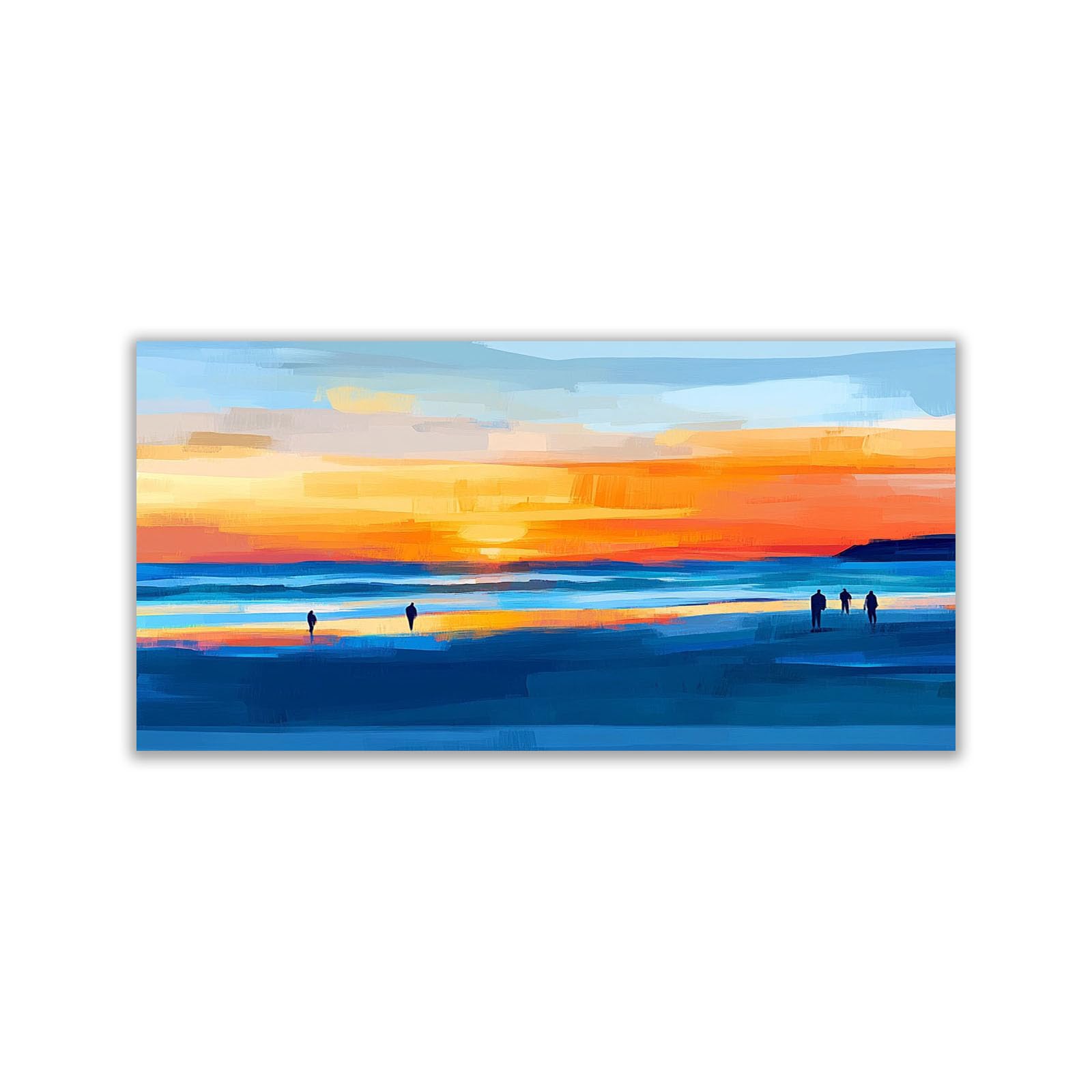 WIKEO Beach Pictures on Canvas Wall Art Colorful Ocean Scenery Modern Prints Seaview Landscape Artwork - for Living Room Bedroom Home Office Wall Decoration(Orange 8)-70x140cm Unframed