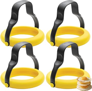 Silicone Egg Rings for Cooking 4 Pack Nonstick Egg Molds for Fried Eggs, Pancakes, Omelets, Breakfast Sandwiches Heat-Resistant, Reusable, Easy to Use