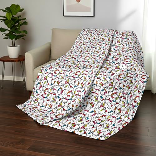 Image of Northwest Sanrio Hello Kitty Rainbow Bows Quilted Throw, Comfy Throw, Adults Boys Girls, Soft Lightweight for Chair or Couch, 60 x 80 inches