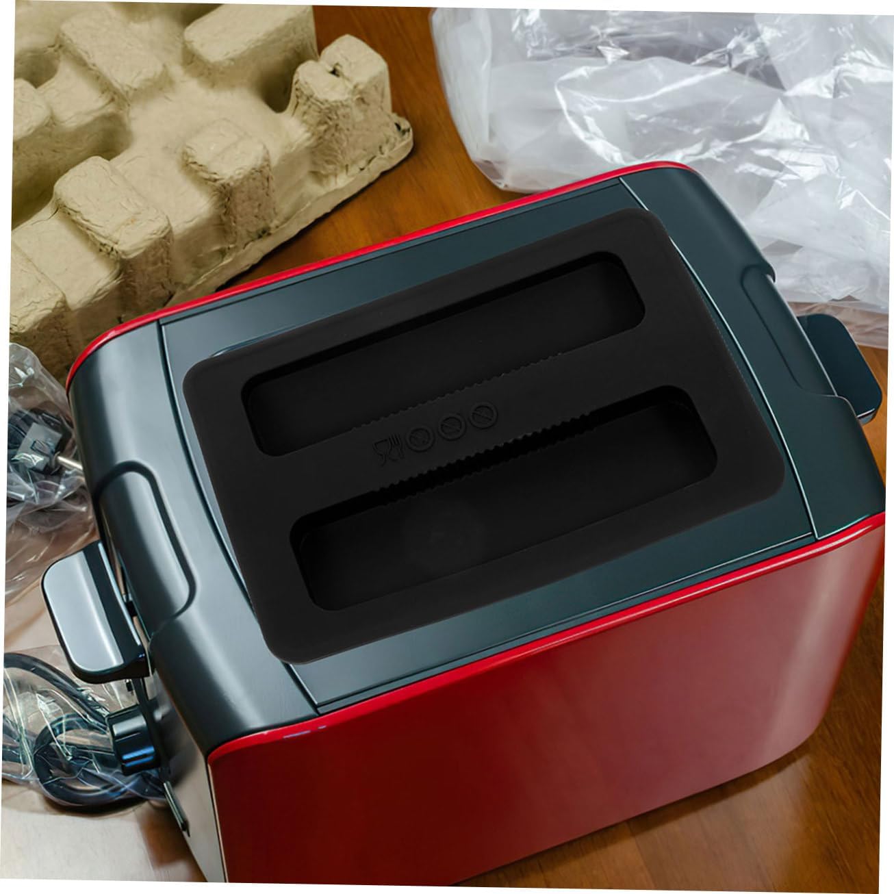 2Pcs Silicone Toaster Top Cover for Bread Machine, Black
