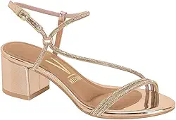 Sandália Feminina Vizzano Salto Bloco Baixo 5cm Strass 62911175