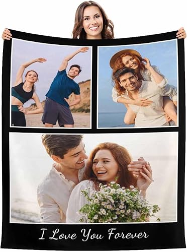 Mantas personalizadas con fotos, mantas personalizadas con texto "I Love You", manta conmemorativa personalizada, regalo de cumpleaños para