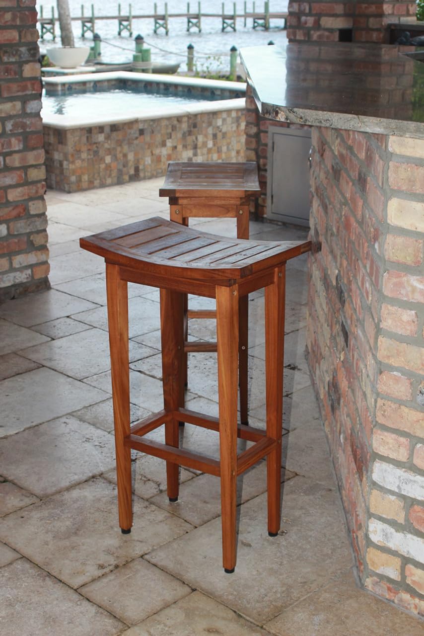 AquaTeak The Original 30" Tall Maluku Teak Bar Stool