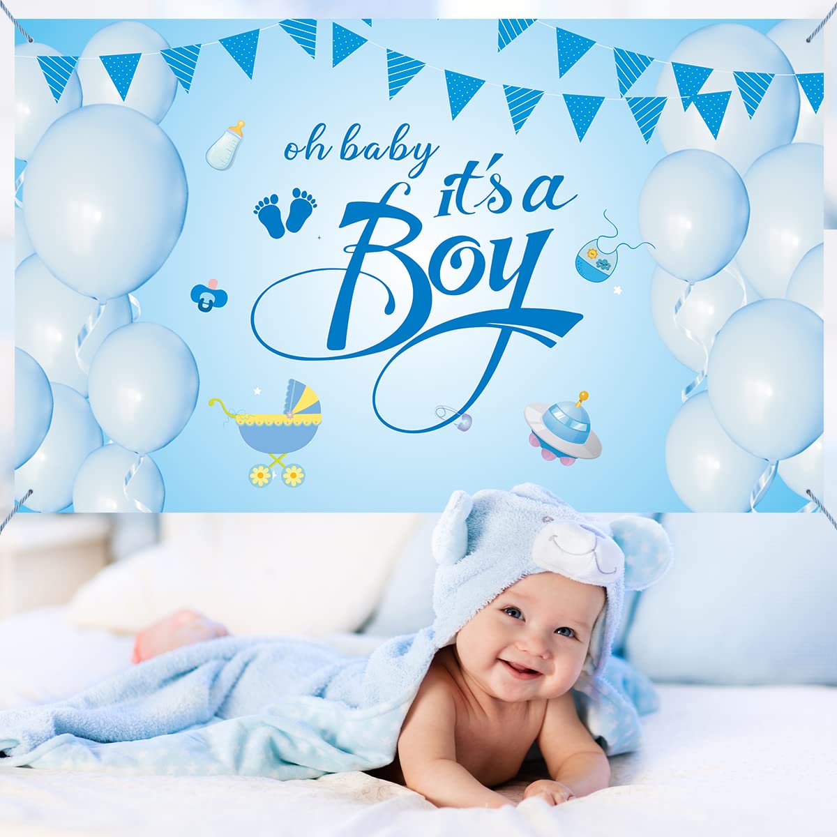 Polyester Party Backdrop Mocsicka Boy Elephant Baby Shower Backdrop Baby Boy  Elephant Photography Background 7x5ft Vinyl Blue Elephant Baby Shower Party  Banner Backdrops It's A Boy Banner, image size:1200x1200