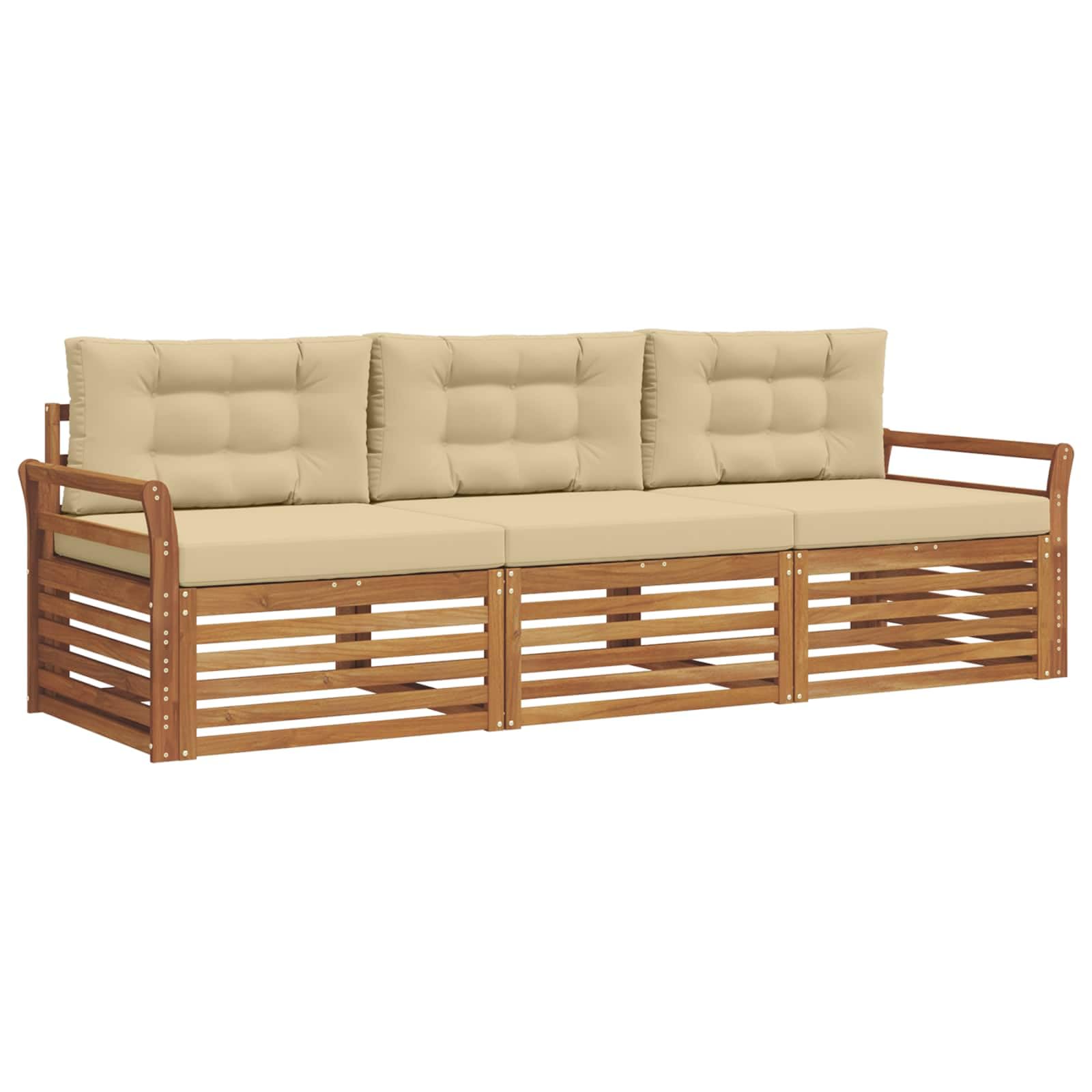 Canapé d'extérieur en bois d'acacia pour terrasse conviviale beige