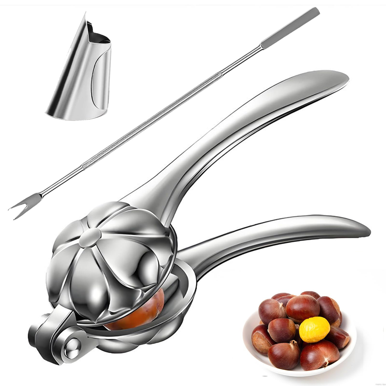 Professional Chestnut Peeler - 420 Stainless Steel Blade, Aluminum Alloy, Lotus Design - View #3