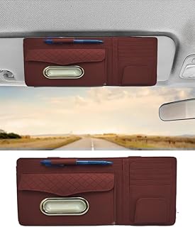 Card Organizer, Tissue Holder, Glasses Holder, Pen Holder, Card Case, License, Visa and More, 7 Pockets, Multi-Functional Organizer in Car, 1 Piece Maroon - by KaberTrade