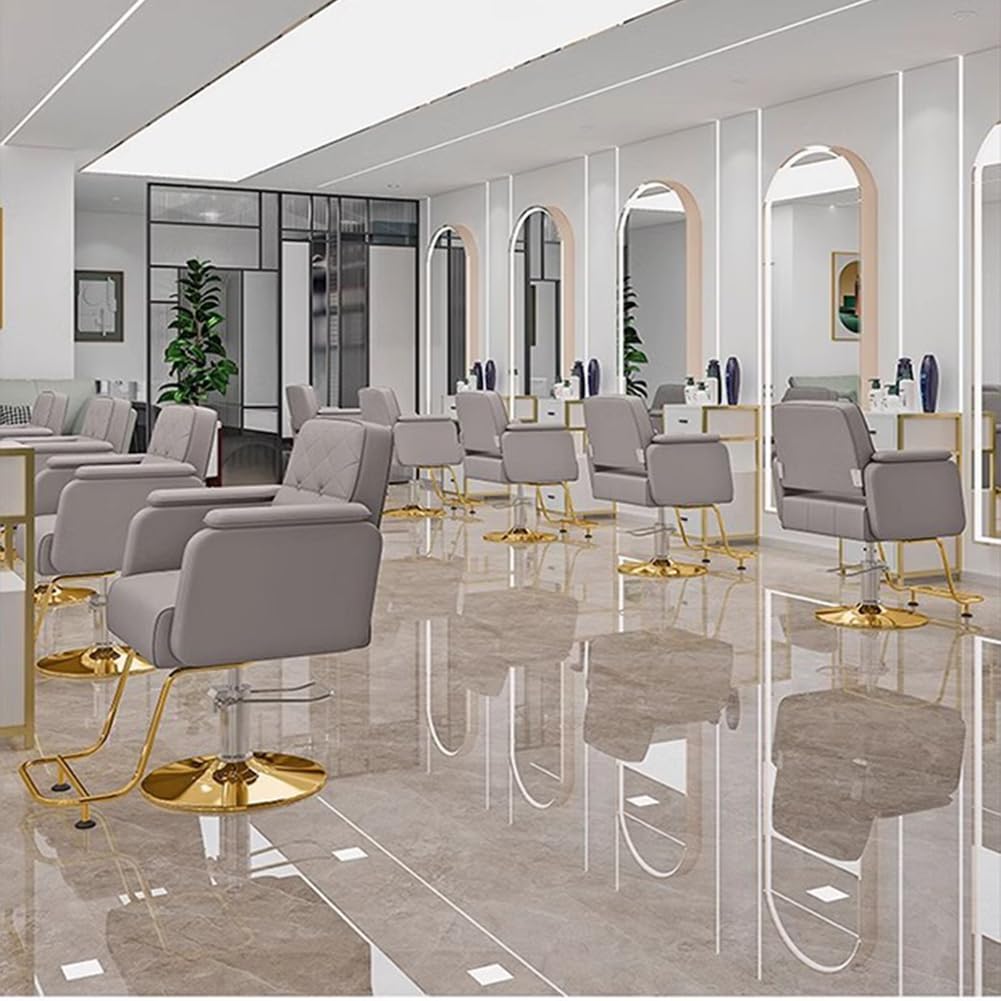 Profesjonalny fotel salonowy dla fryzjera, hydrauliczny fotel barberski z podnóżkiem,Gray,A | Obrót o 360°, Regulowana wysokość i solidna podstawa, Sprzęt kosmetyczny do spa