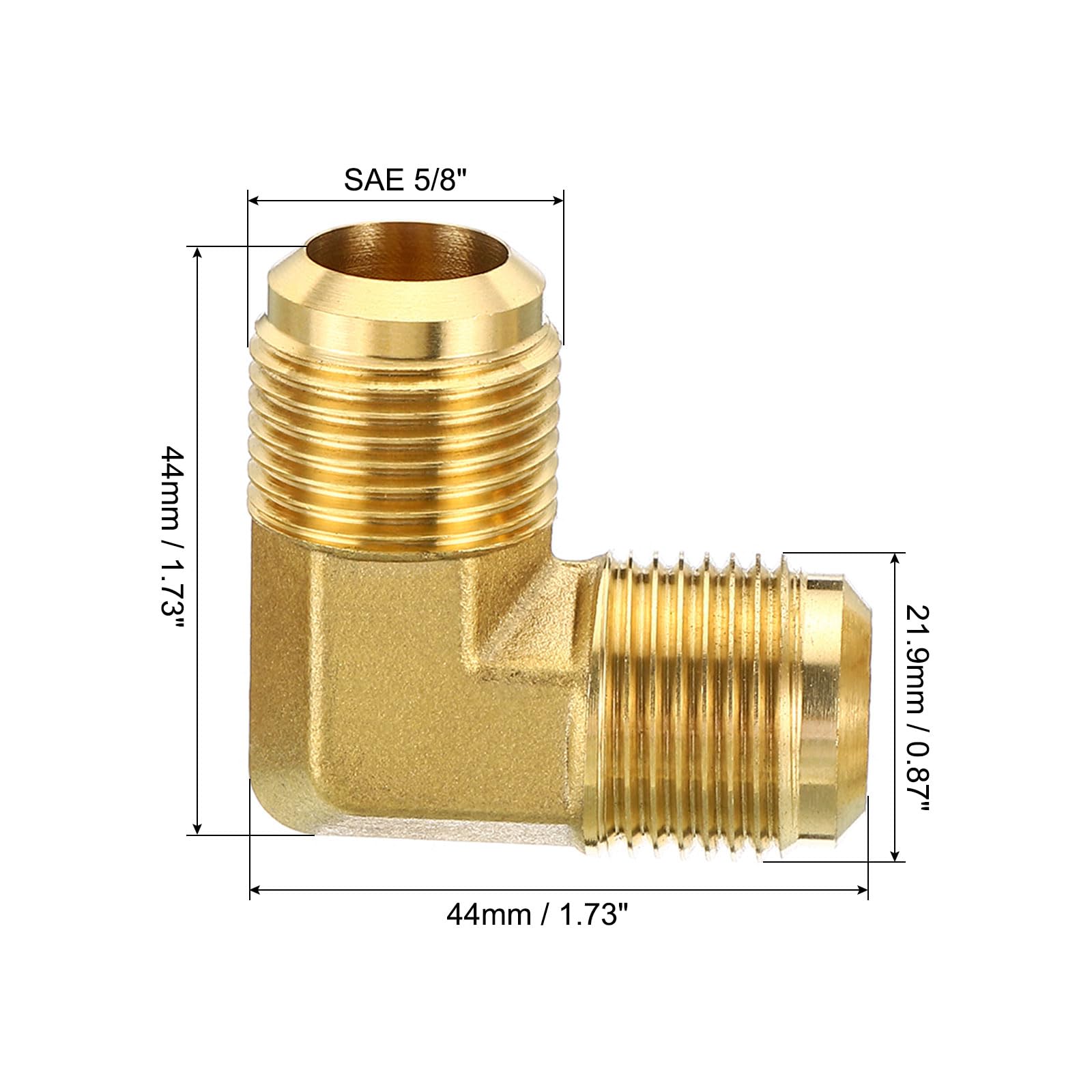 PATIKIL Conector adaptador de tubo de latón de 5/8 x 5/8 pulgadas, paquete de 2 conectores adaptadores de tubo de codo de 90 grados con tuerca para aire acondicionado, refrigeración, fontanería