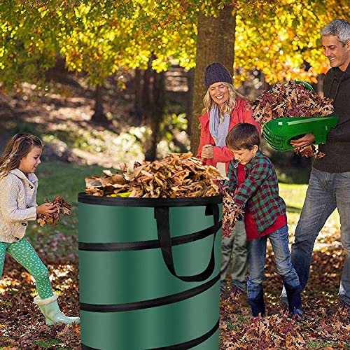 Image of 27 Gallons Pop Up Outdoor Camping Trash Can Recycle Bin Leaf Bags | Collapsible Outdoor Garbage Can, Durable 600D Waterproof Oxford Fabric Made Reusable Yard Waste Bag Lawn Bags(18x24In)