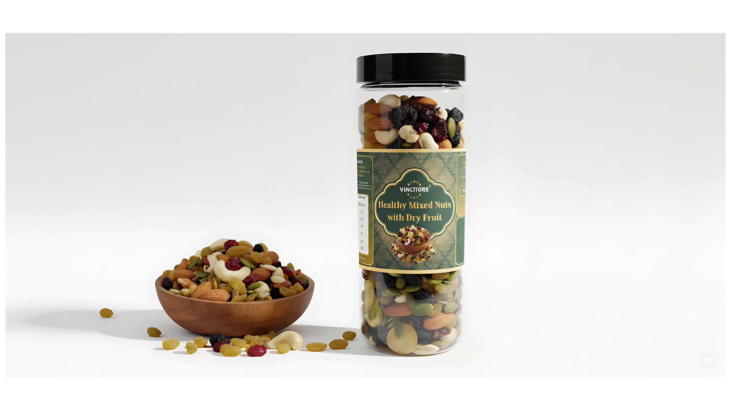 Vincitore Mixed Dry Fruits & Trail Mix | Nutritious Blend of Almonds, Cashews, Cranberry, Dry Pineapple, Green Raisins, Black Raisins & Seeds | Protein Rich Snack | 500g Pack-image-5