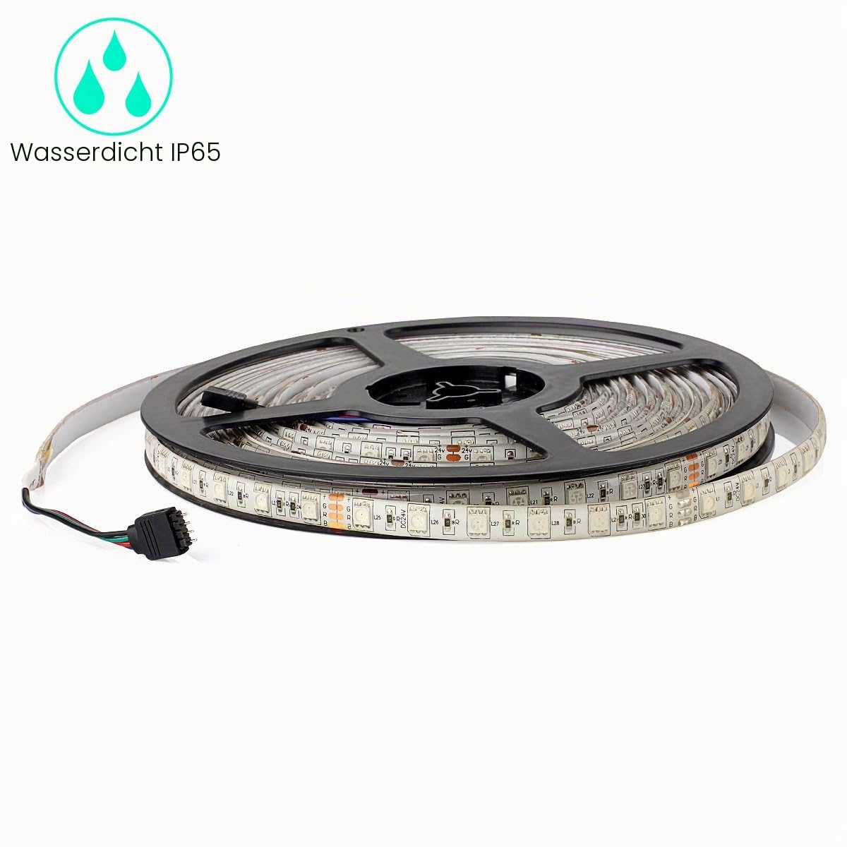LED Streifen 10M 32.8ft 60Leds/M RGB 5050 SMD 600 LED Lichtband IP65 Wasserdicht Mit 24 Tasten Controller Fernbedienung + DC 24V Netzteil EU Stecker