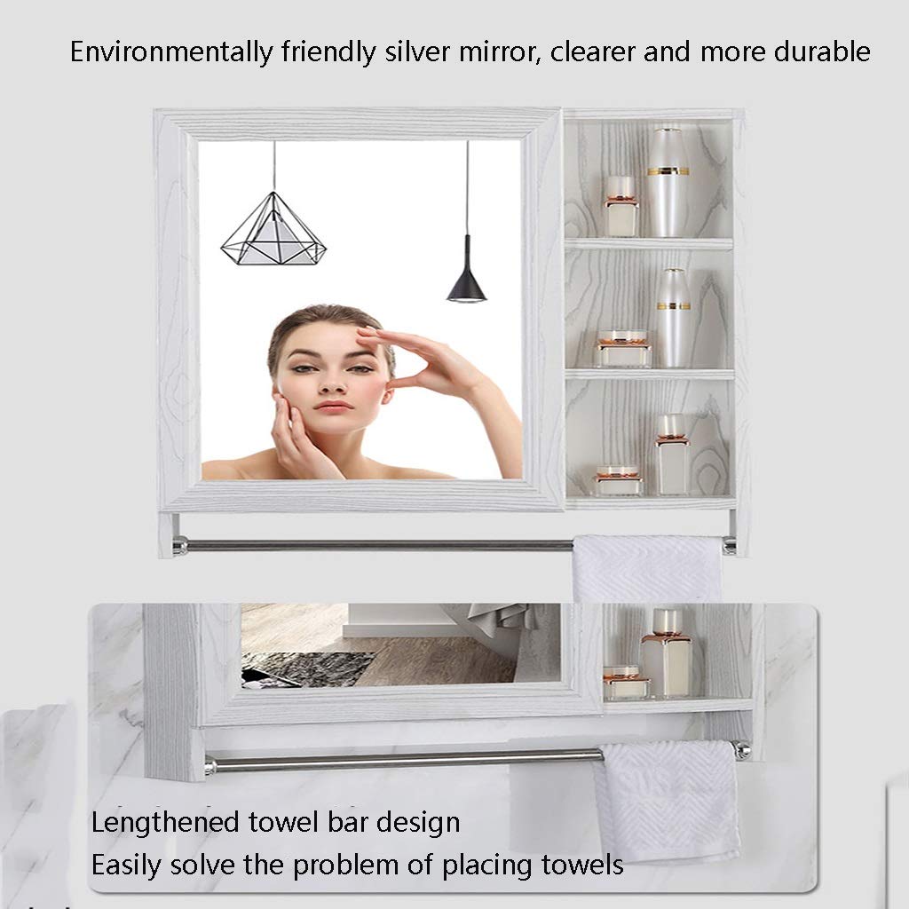 Armadietti a Specchio Toilette a Parete Impermeabile Specchio da Bagno per Bagno con Porta Armadietto da Parete per Bagno a più Livelli (Color : White, Size : 70 * 12.5 * 70cm)