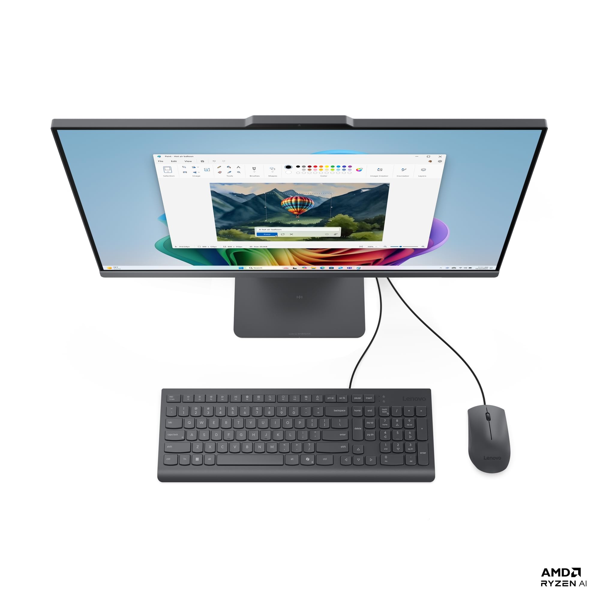 Lenovo IdeaCentre All-In-One PC | 27" Full HD Display | AMD Ryzen 7 250 | 16GB RAM | 1TB SSD | AMD Radeon 780M Grafik | Windows 11 | Inkl. Maus und Tastatur | Grau | 3 Monate Premium Care
