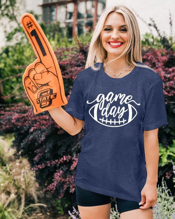 Game Day Football T Shirts Women Cute Football Graphic Tee Tops Funny Sunday Casual Short Sleeve Tee Shirts - Image 4