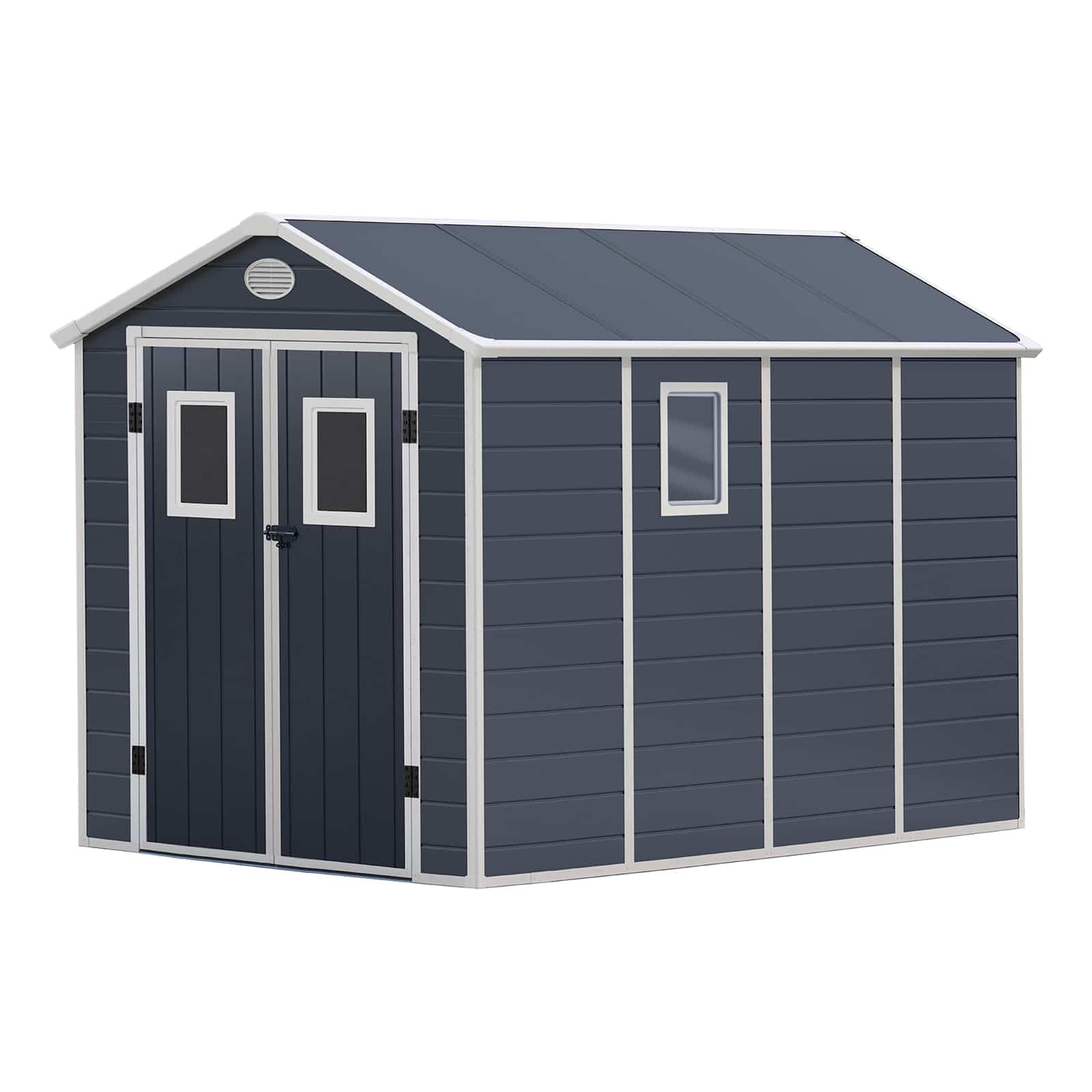Outdoor Toys Caseta de Resina de Jardín Gardiun Zoe C - 6,99 m² 190x368x226 cm con Suelo Gris Antracita