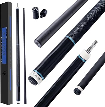 KONLLEN 2.0 Carbon Fiber Pool Cue, Low Deflection Shaft | Pro taper cue with 11.8mm or 12.5mm tip, ebony inlay design and adjustable weight system