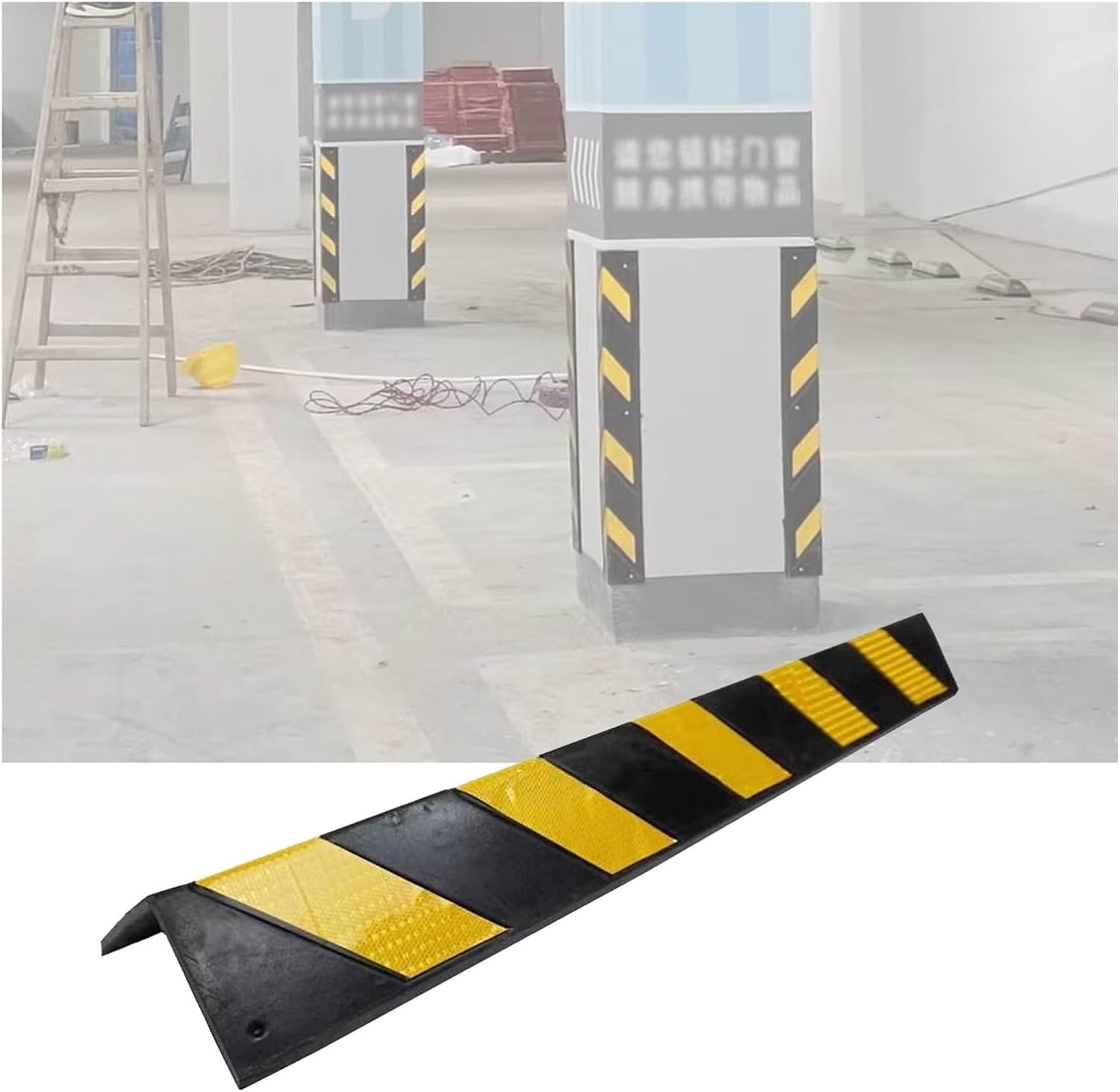 WDSOPK garage wall protector,wall corner protector, Car Park Rubber Car Park Bollard, Reflective Tape Corner Guard Wall, 1cm Thick,Yellow,2pcs,100cm (Yellow 2pcs)