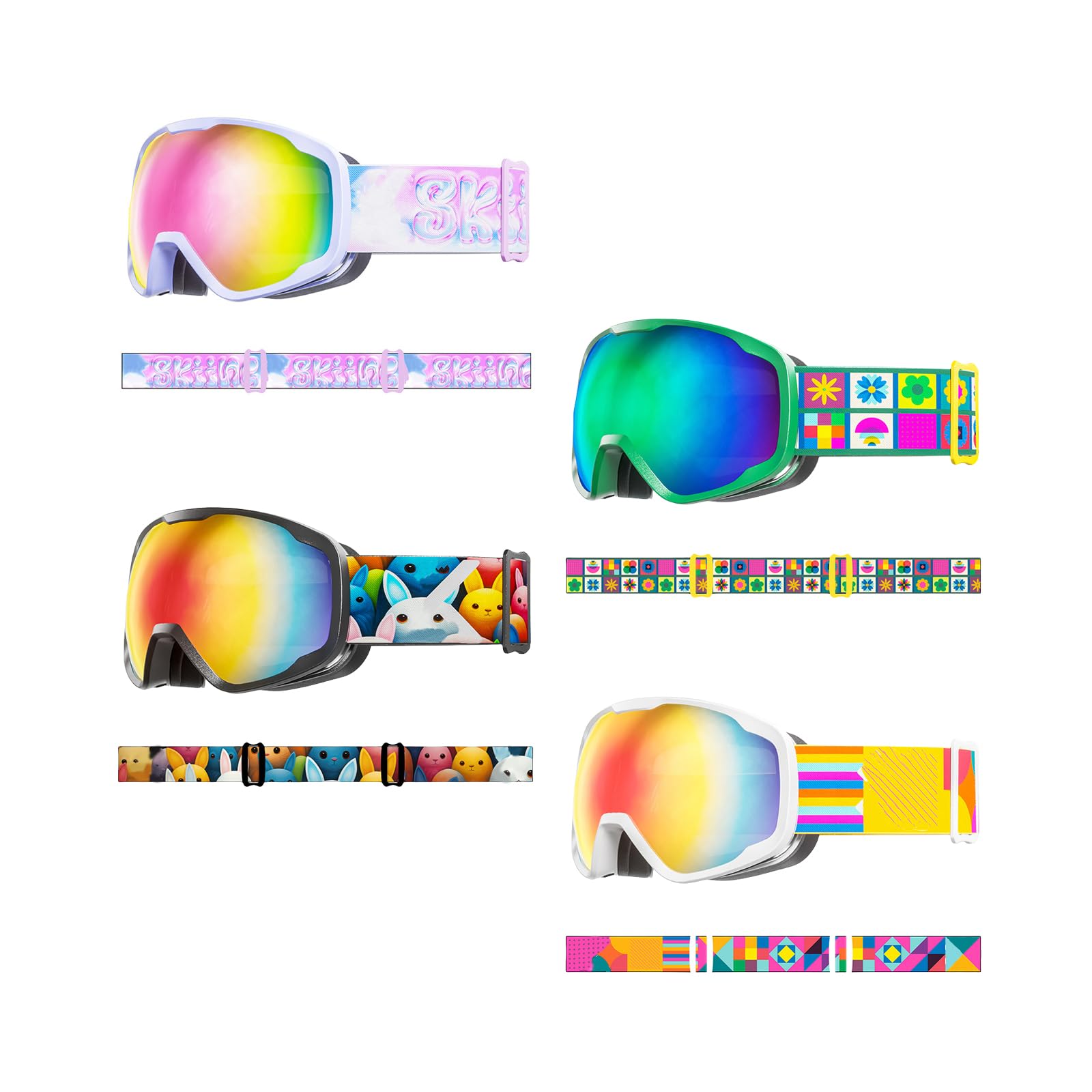 Lunettes de ski double couche résistantes à la buée confortables à porter pour garçons et filles de 3 à 15 ans pour sports d'hiver, ski, snowboard