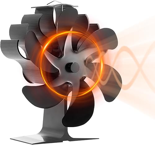 fanverk Ventilador de estufa de leña de 6 aspas, ventilador de chimenea de calor para circulación de aire, ventilador de estufa de calor para estufa
