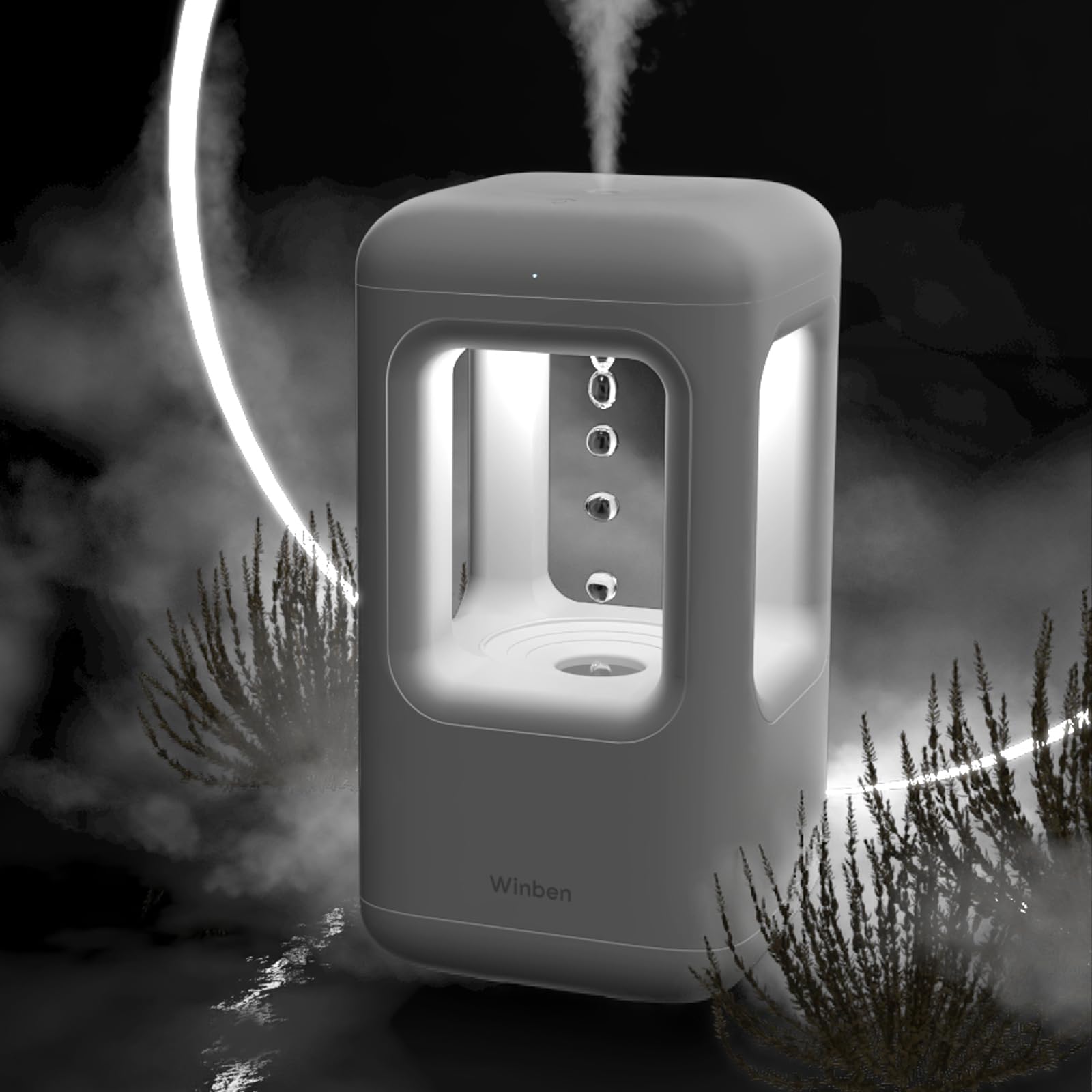 Ultraschall Luftbefeuchter Weiß, Flüsterleise Kaltnebel mit Abschaltautomatik, Red Dot Design Award 2023, Luftbefeuchter für Schlafzimmer, Babyzimmer, Büro & Pflanzen