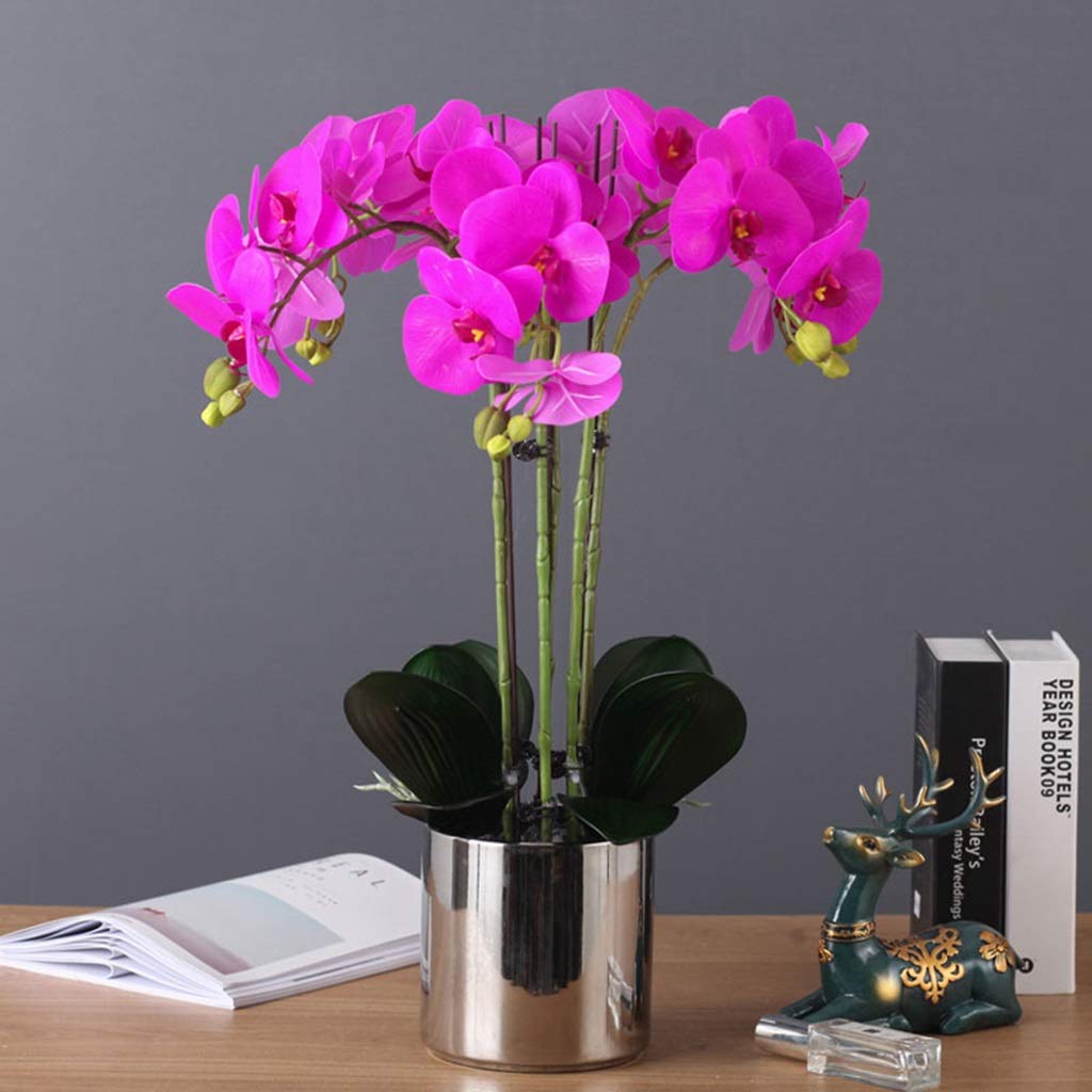 SDdPulse Orchidea artificiale Phalaenopsis artificiale fiori di orchidea finta in vaso composizione di fiori festa di nozze tavolo da pranzo squisita decorazione casa ufficio cucina essere, viola