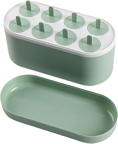 Juego de 8 moldes para paletas de hielo, bandeja reutilizable para moldes de helado (redondo)