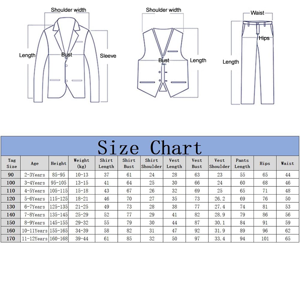 Trajes de Caballeros para Niños,Conjunto de Traje para Niños, Camisas de Manga Larga, Chaleco, Pantalones, Pajarita, Traje Infantil Elegante para Boda Comunión Bautizo Ceremonia Fiesta