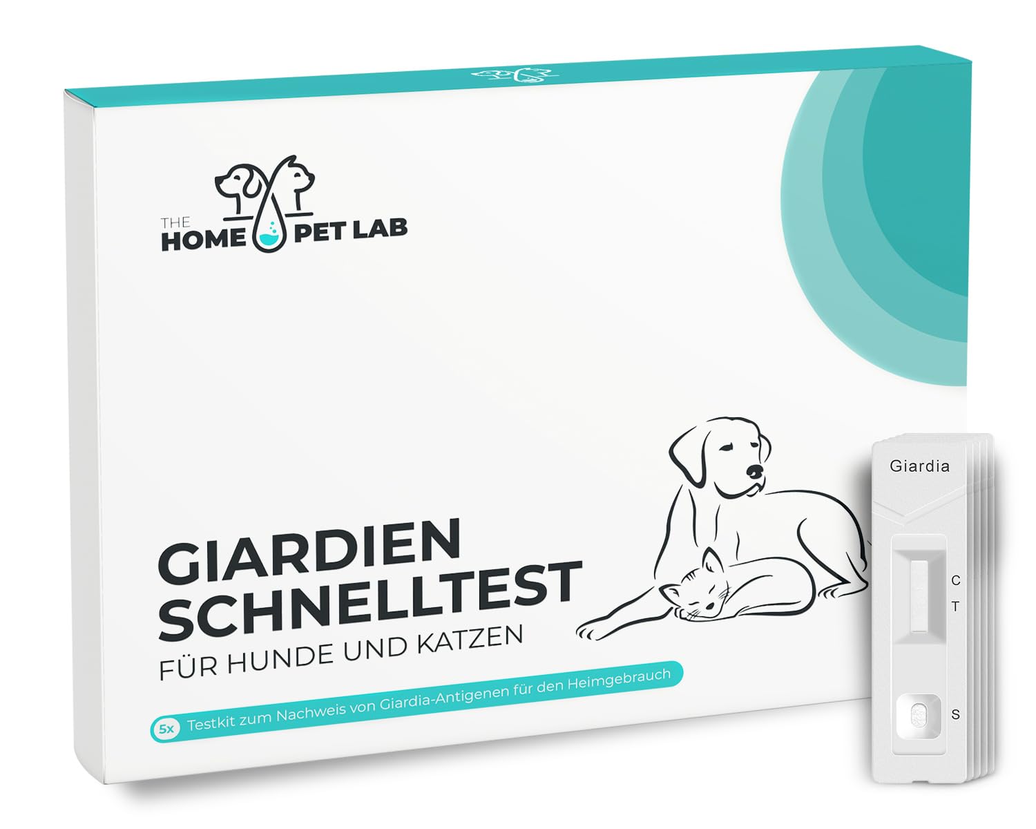The Home Pet Lab 5 x Giardien Schnelltest Hund & Katze - Giardien-Test zuverlässig als Test bei Darmparasiten und Durchfall - Für Hunde & Katzen bei Giardia (5 x Test)