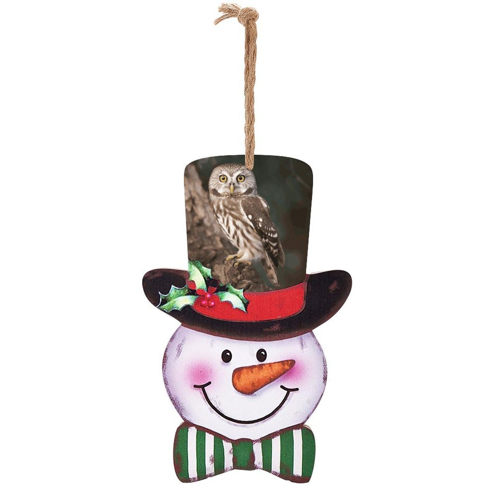 Wildlife Animal Owl Snowman Decor Christmas Snowmans Hanging Decors Wooden Exquisite Holiday Decoration Sign for Home Window Wall Farmhouse Indoor Outdoo