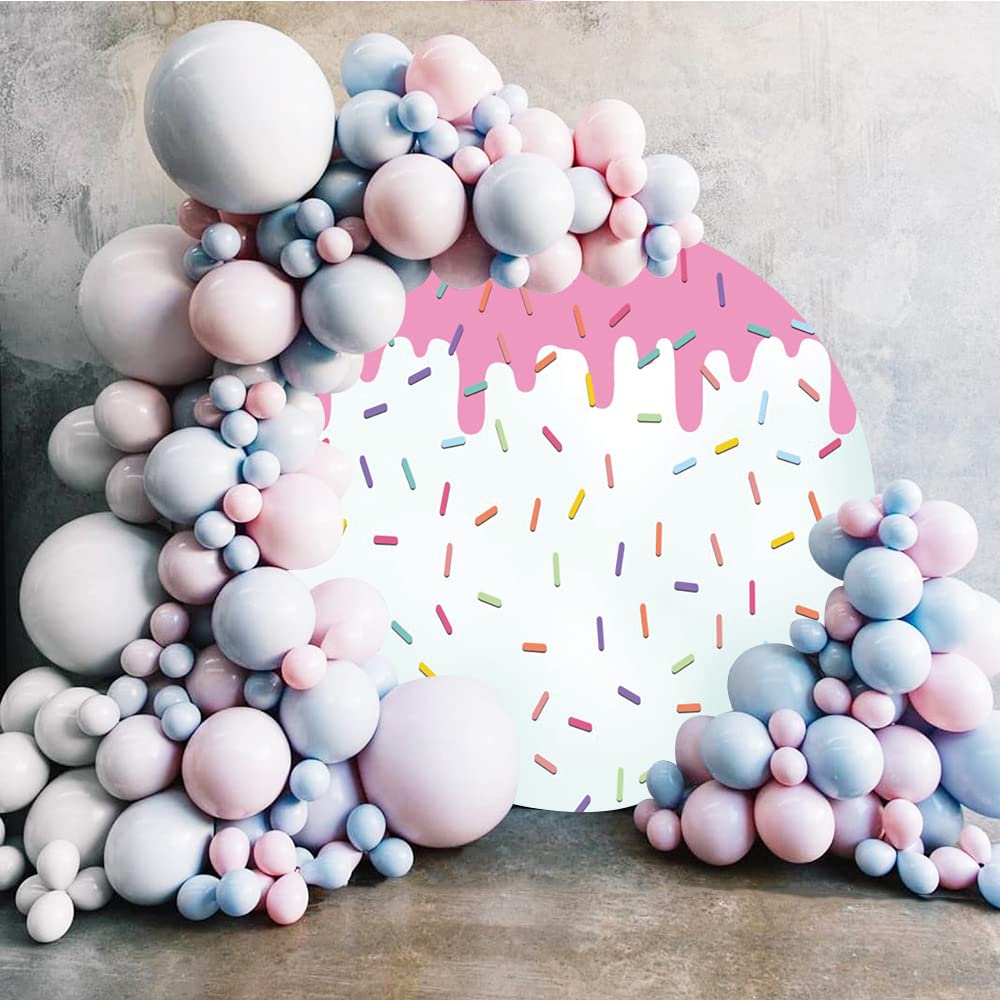 6.5x6.5FT Donut Round Backdrop - Pink Dripping Donut Theme Photo Background