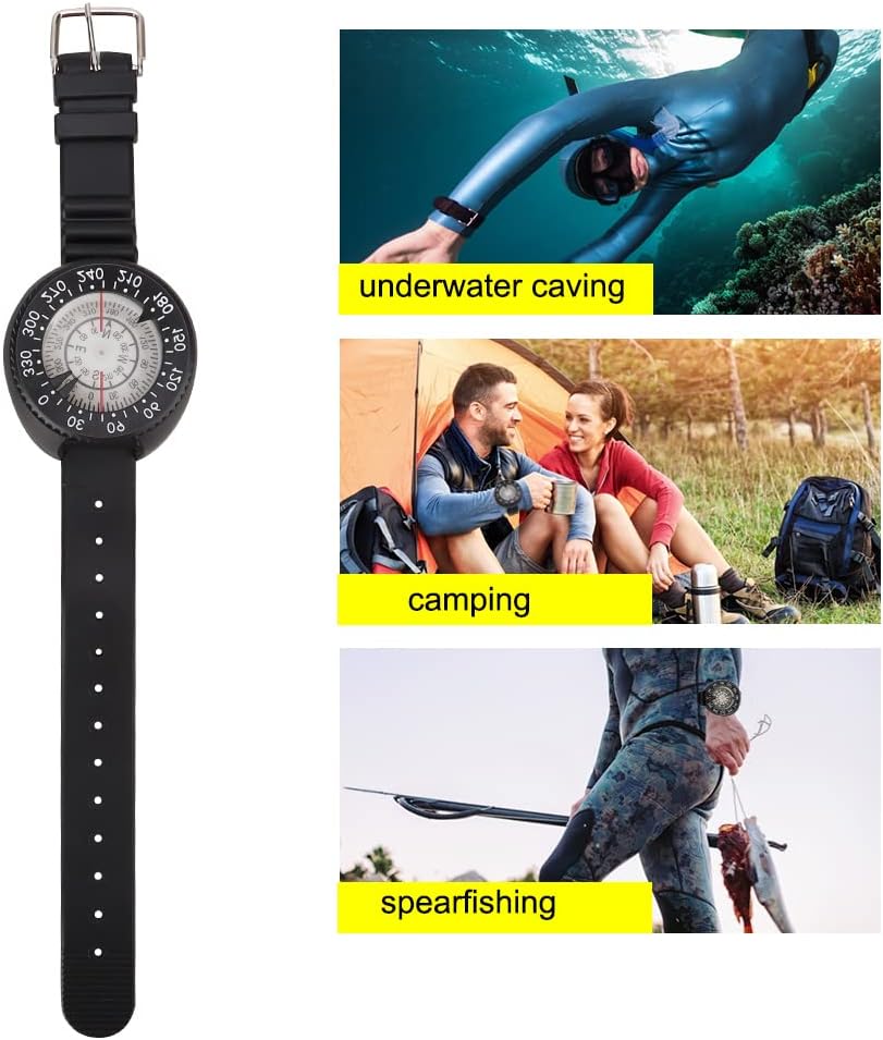 Wrist Compass, Scuba Diving Wrist Compass, Waterproof Night Vision Orienteering Compass for Hiking, Underwater Caving, Scuba Diving