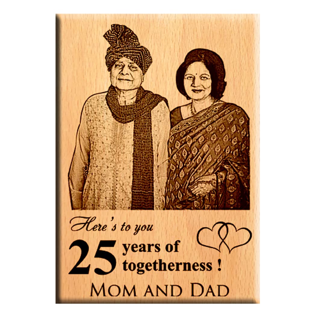 Giftanna Marriage Wedding Anniversary Gift Idea Personalized Engraved Photo Frame For Parents | Wife | Husband | Just Married - 7x5