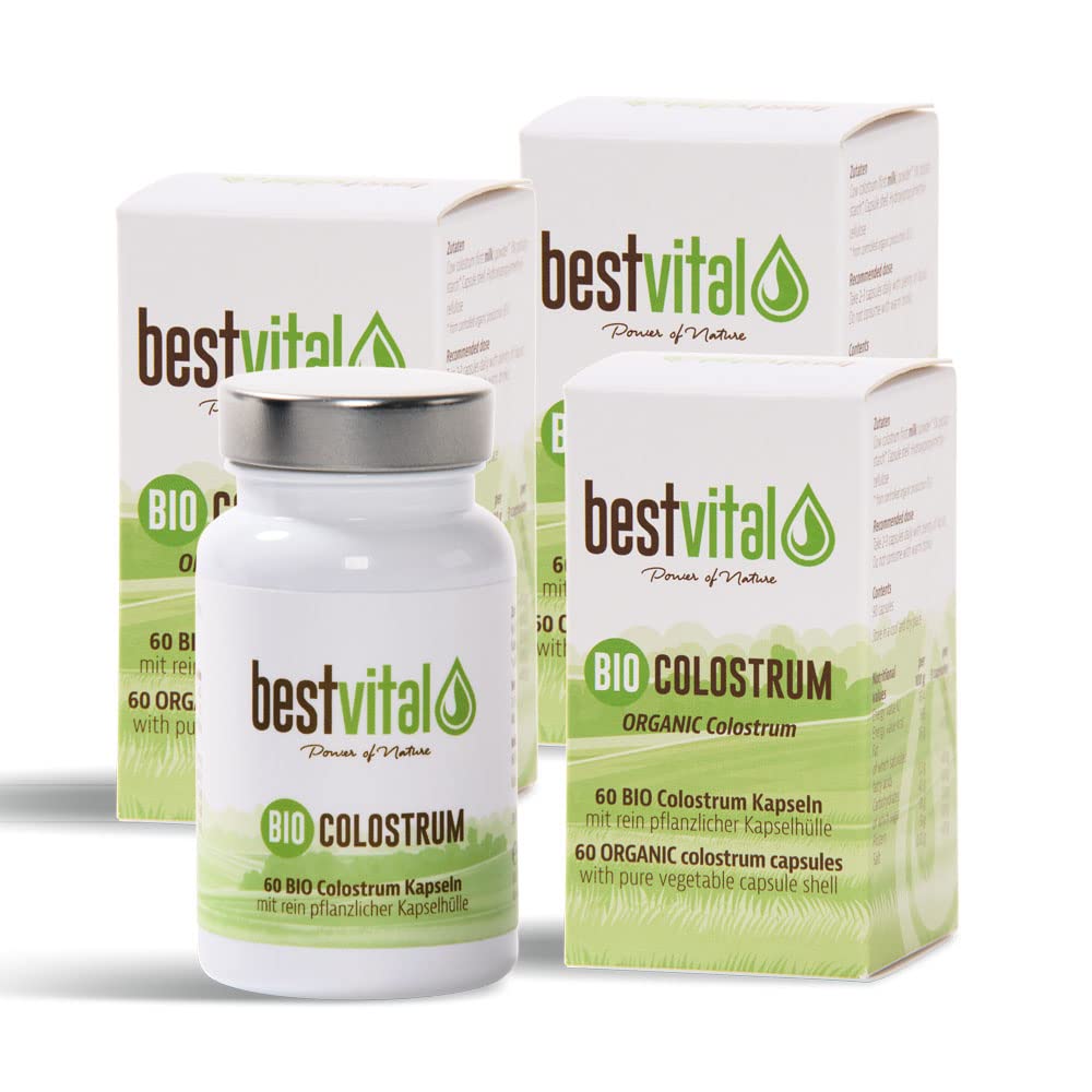 BIO Colostrum Kapseln (180 Stück Vorteilspack) - 400 mg pro Kapsel - 100% reine Erstmilch aus DE & AT - vegetarische Kapselhülle - gefriergetrocknet - ohne Zusätze