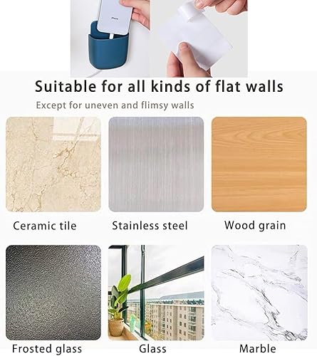 Miniatura 7 de Paquete de 3 soportes para control remoto de montaje en pared, organizador de carga de teléfono sin agujeros, contenedores de almacenamiento de