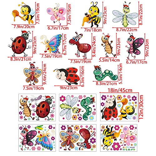 Cartoon Insect Wall Sticker Diy Removable Little Bee Flower Butterfly Ant Snake Ladybug Dragonfly Praying Mantis Peel And Stick Wall Decal Decor For Kids Baby Boys Bedroom Playroom Nursery Classroom (Insect) #TOP6