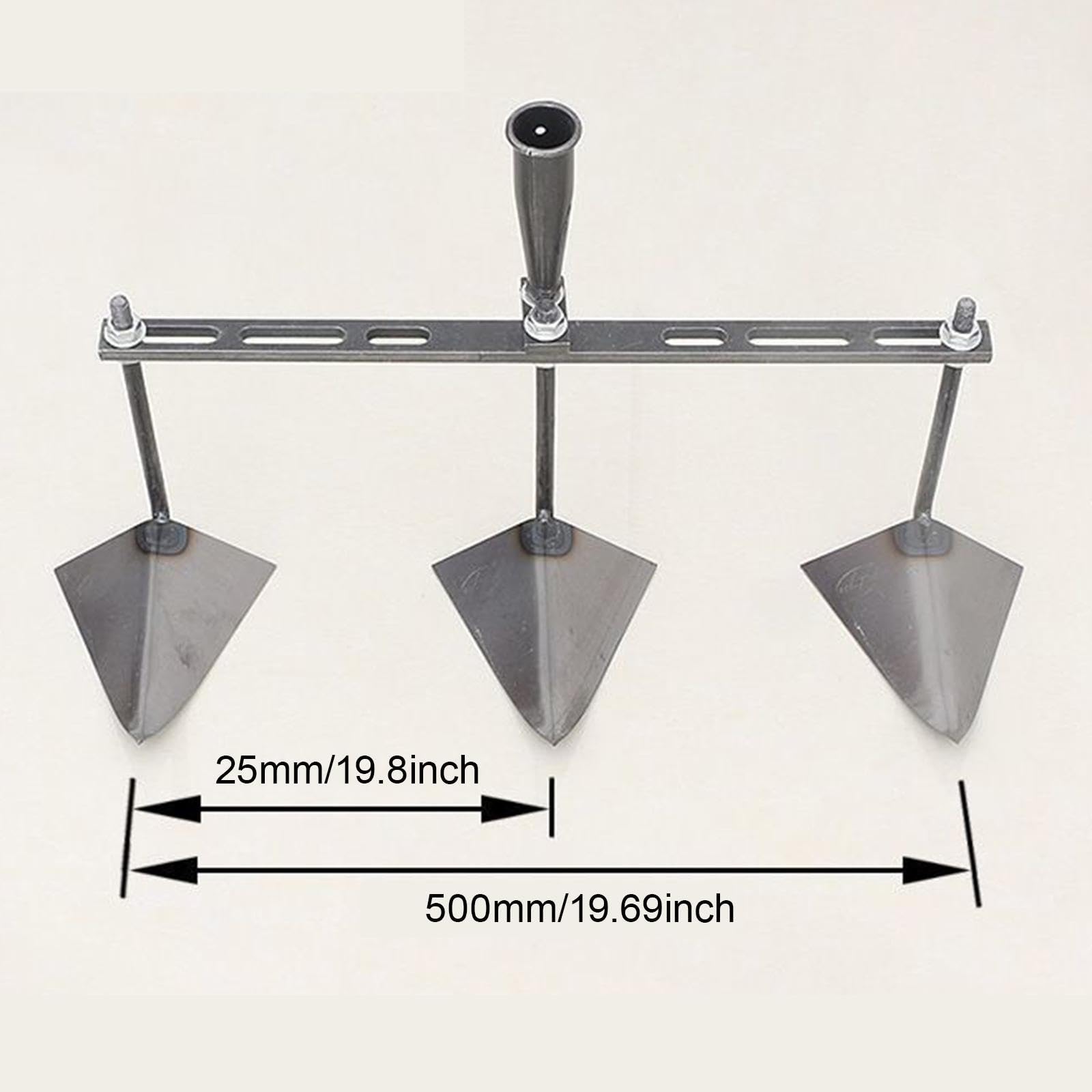 de Jardín con Cabezal Triangular, Herramienta Agrícola Manual con Distancia Ajustable para Principiantes, Bordes, 50cm Tres Cabezas