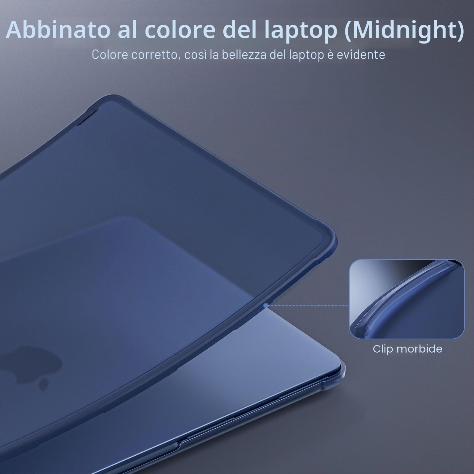 MOSISO Custodia Compatibile con MacBook Air 13 Cover M5 2026 M4 M3 M2 2025-2022 A3449 A3240 A3113 A2681, Anti-crepa con Angoli e Bordo Morbido TPU Case per MacBook Air 13,6'' Cover, Mezzanotte