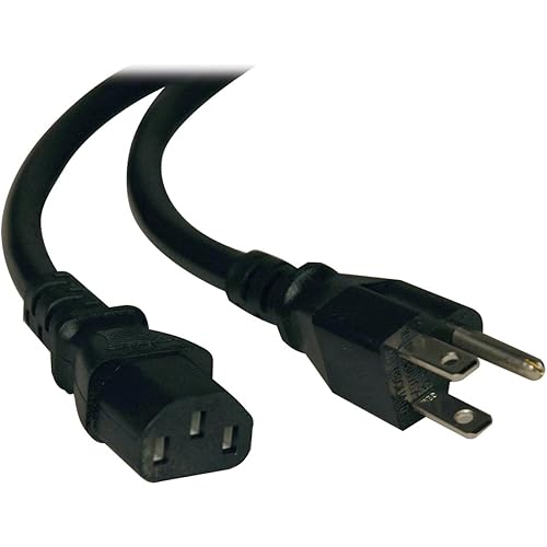 Tripp Lite Heavy Duty Computer Power Cord, 15A, 14AWG (NEMA 5-15P to IEC-320-C13), 10-ft. (P007-010) , Black