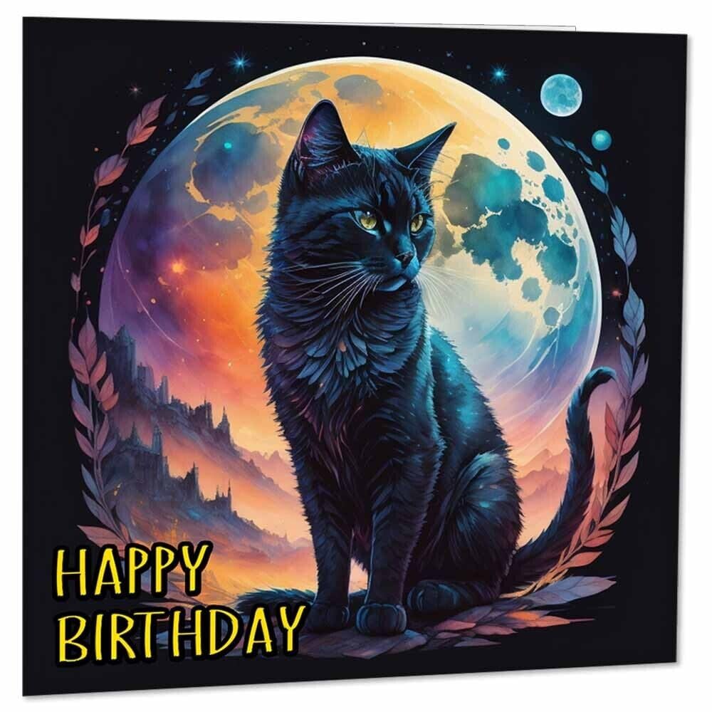 Biglietto di auguri per il compleanno del gatto - Gatto nero, biglietto di auguri per il compleanno del gatto, biglietto di auguri per il compleanno del gatto, biglietto per gli amanti dei