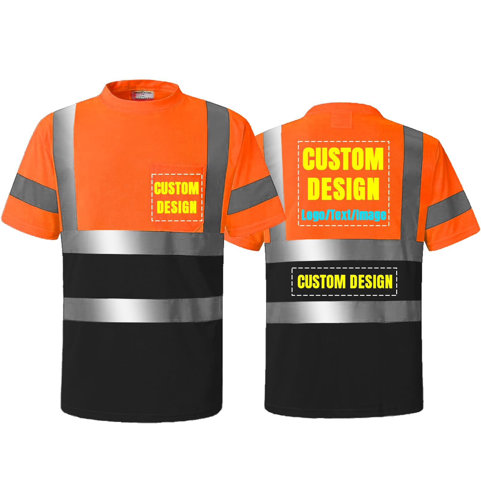 BeautyWill Custom Logo High Visibility Safety Shirts ANSI Class 3 Standard Personalized Reflective Shirts