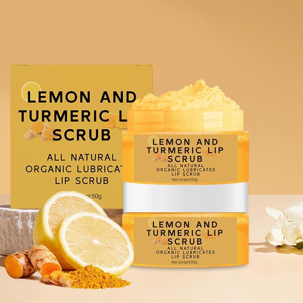 Exfoliante Labial Natural De CúRcuma Y LimóN Para Labios Oscuros,Exfoliante Labial Con Aloe Vera,Exfoliante Labial Aclarante,Para Labios Agrietados Y Secos