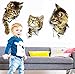 3D Three Black Cats Design Art Peel & Stick Wall Stickers DIY Vinyl Wall Decals Applique for Home Stairway Decor Baseboard