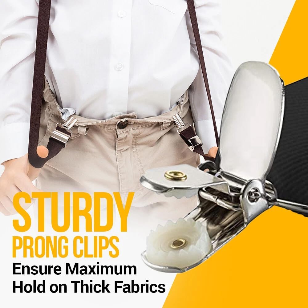 2 Pcs White & Black Child Kids Girls Boys Suspenders Braces,Adjustable Clip on Y-Back Elastic Suspender with Metal Clips for Boy Girls Boys' Suspenders Accessories - Image 3