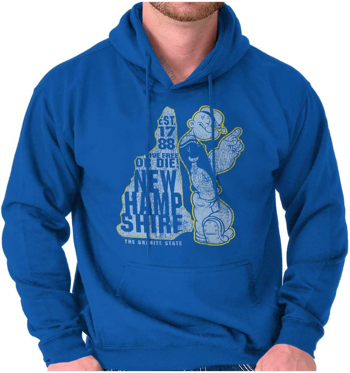 Brisco Brands Popeye Cartoon American States Hoodie Sweatshirt Women Men
