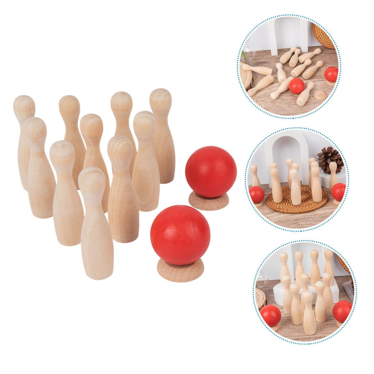 Hohopeti Jeu de Bowling en Bois pour Garçon et Filles, 2 Lots, Jeu de Table