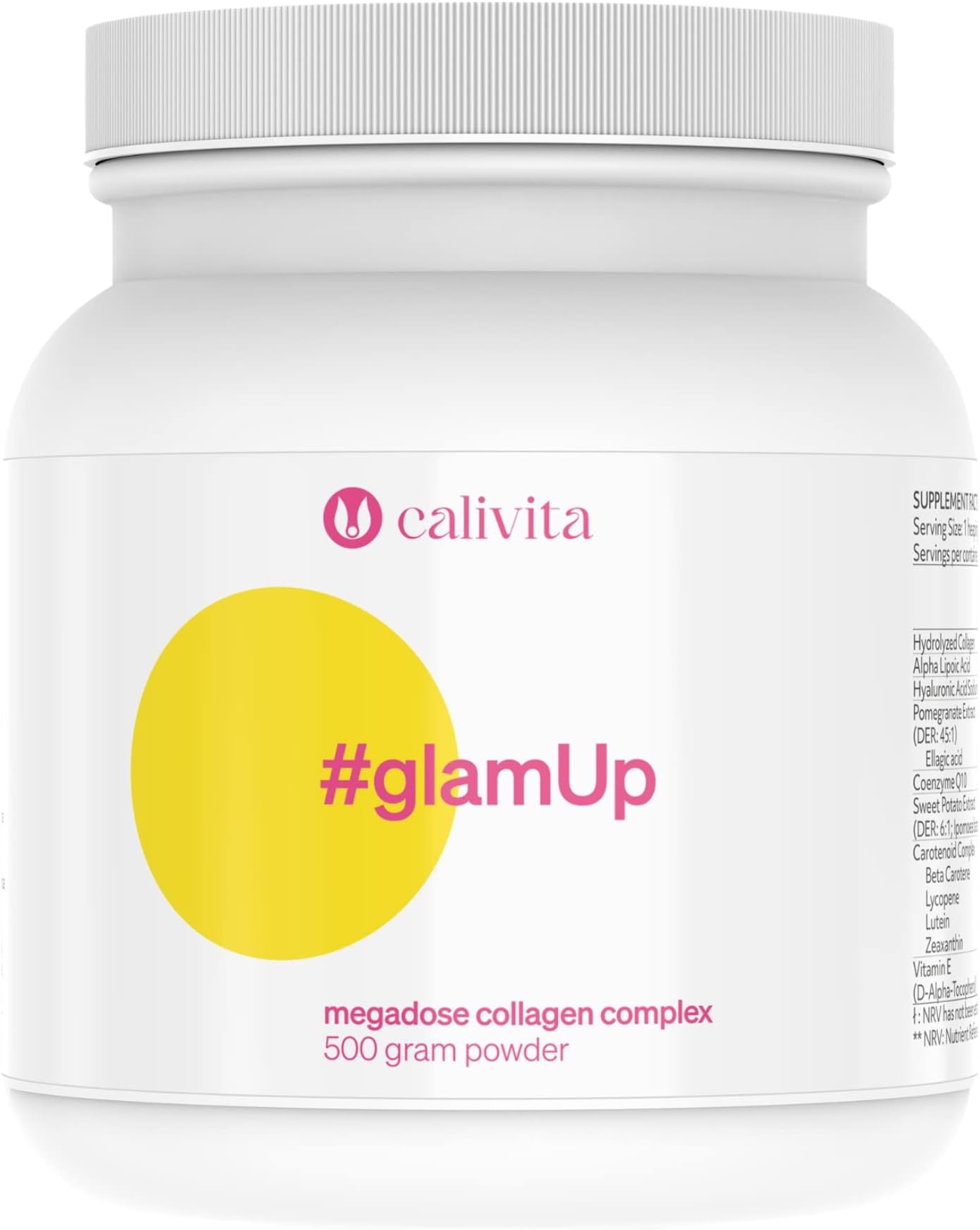 GlamUp Collagen Powder | Hydrolyzed Bovine Collagen | Radiant Hair, Skin & Nails | Type-I & Type-III Peptides, Hyaluronic Acid, Antioxidants | Citrus Flavor | Highly Effective | 30 Servings, 500g